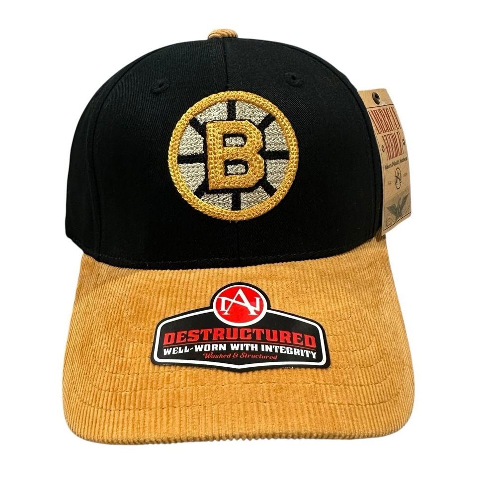 Boston Bruins American‎ Needle Vintage Hockey Adjustable Hat Black/Gold